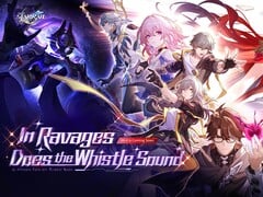 《崩坏:星穹铁道》4.4版本官方主视觉图,标题为“在荒芜中,汽笛声响起”。