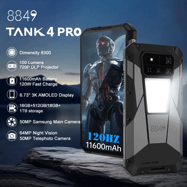 8849 Tank 4 Pro 强固型智能手机的主要功能（图片来源：8849）