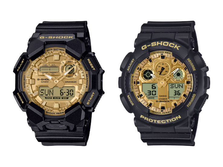 卡西欧 G-Shock GA-010GGB-1A9（左）和 GA-100GGB-1A9（右）手表。(图片来源：卡西欧）