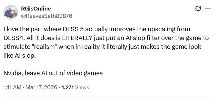 Nvidia DLSS 5 是人工智能的泔水。