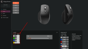 默认情况下，Keychron M7 8K 有六个 DPI 级别。(图片来源：Keychron）