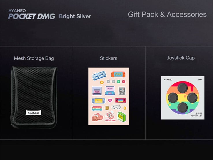 Ayaneo 随 Pocket DMG 亮银版附赠多份礼品。(图片来源：Ayaneo）