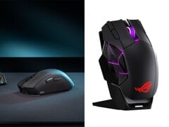ROG Gladius IV Ace(左)和 ROG Spatha X 65K(右)游戏鼠标。