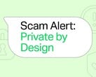 绿色 WhatsApp 对话气泡,内含文字“诈骗警报:设计即私密”