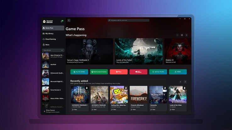 PC 上的全新 Xbox 应用程序用户界面（图片来自 Xbox）
