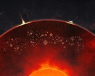 艺术家绘制的火星地幔中的肿块（图片来源：NASA 和 JPL-Caltech；经过裁剪）
