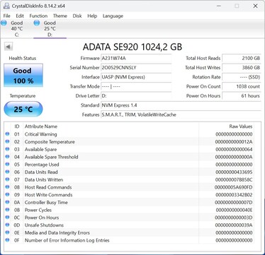 ADATA SE920 通过 UASP（USB 附加 SCSI 协议）进行通信