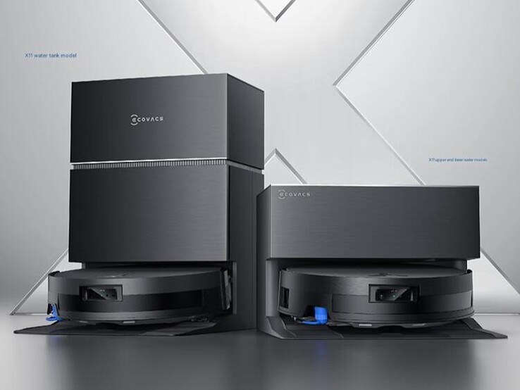 Ecovacs Deebot X11 的水箱版（左）和家庭水管连接版（右）。（图片来源：JD.com）