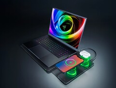 Razer 将两个 Qi 充电线圈装入笔记本电脑套筒中。