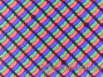 清晰的 RGB 子像素，光泽叠加带来的颗粒感极小