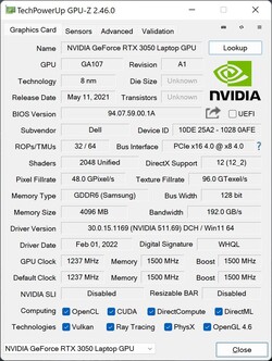 GPU-Z。RTX 3050