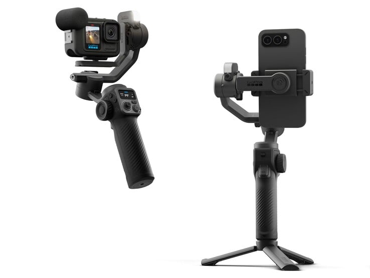 新款 GoPro Fluid Pro AI 云台可与 GoPro 的动作摄像机和智能手机兼容。(图片来源：GoPro）