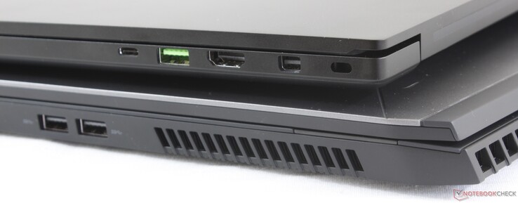 Right: Thunderbolt 3, USB 3.2 Type-A, HDMI 2.0, MiniDisplayPort 1.4, Kensington lock