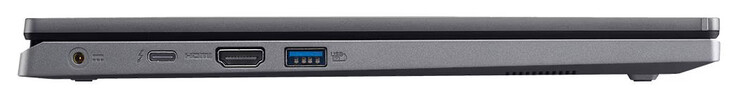 左侧：电源连接，Thunderbolt 4（USB-C；Power Delivery，DisplayPort），HDMI，USB 3.2 Gen 1（USB-A）。