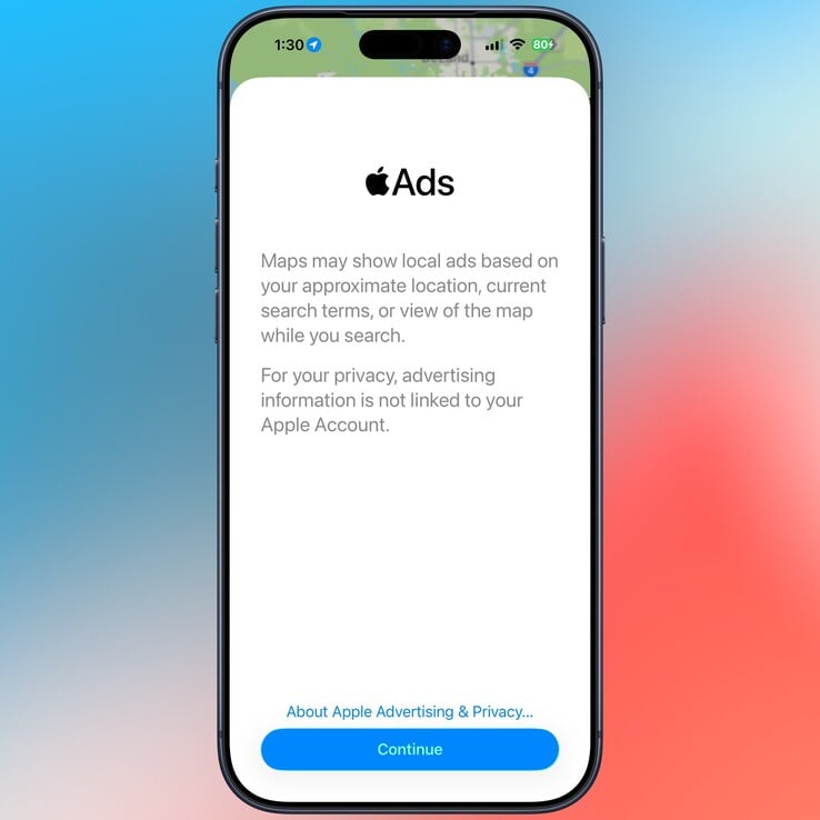 Apple Maps 上的广告免责声明