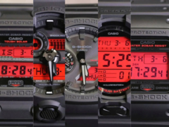 从左至右：卡西欧 GX-56BBR-1A、GA-700BBR-1A、GA-B2100BBR-1A、GD-O100BBR-1 和 DW-5600BBR-1--&quot;黑大胆红 &quot;G-Shock 全线产品一览无余。(图片来源：@morgan_gshock via Instagram）