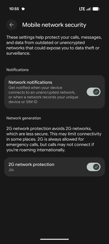 移动网络安全选项