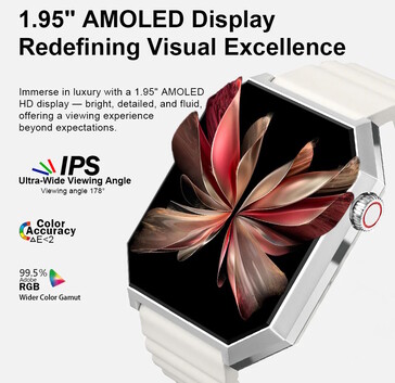 这款可穿戴设备配有 AMOLED 屏幕和表冠(图片来源:Rollme)