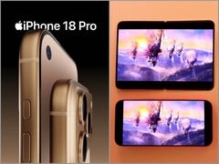 iPhone 18 Pro 的概念图（左）和 3D 打印的 iPhone 折叠假人（右）。(图片来源：@ld_vova 和 Ben Geskin 编辑）