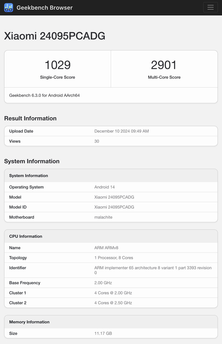 (图片来源：Geekbench）