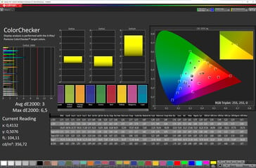色彩准确度（目标色彩空间：sRGB，配置文件：自然，最大暖色）。