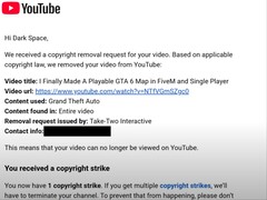 Dark Space 在 YouTube 上分享了他关于《GTA 6》地图修改器的视频，该视频因 Take-Two Interactive 提出版权索赔而被删除。(图片来源：Dark Space via YouTube）