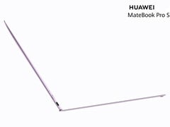 MateBook Pro S 的重量仅为 798 克。图为:一张展示该笔记本电脑纤薄设计的宣传图。