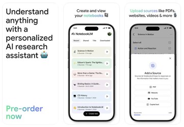 NotebookLM 应用程序将适用于 iPhone、iPad 和Android 设备。(图片来源：谷歌）