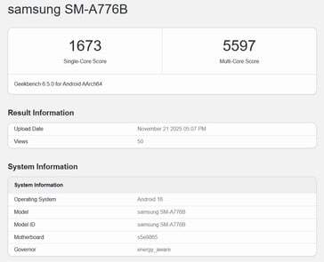 三星Galaxy A77 on Geekbench 6