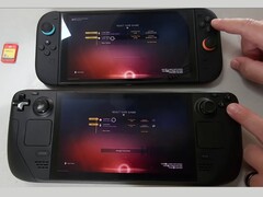 任天堂 Switch 2（上）和 Steam Deck OLED（下）并排运行《无人区》。图片突出显示了测试过程中观察到的加载时间差异。(图片来源：The Phawx on YouTube）