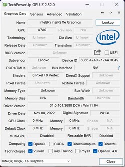 GPU-Z：Iris Xe Graphics G7