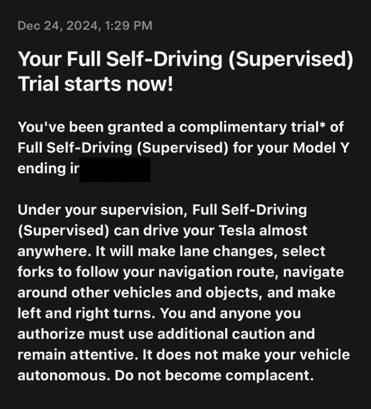 特斯拉为现有 Model Y 车主提供免费 FSD 试用服务