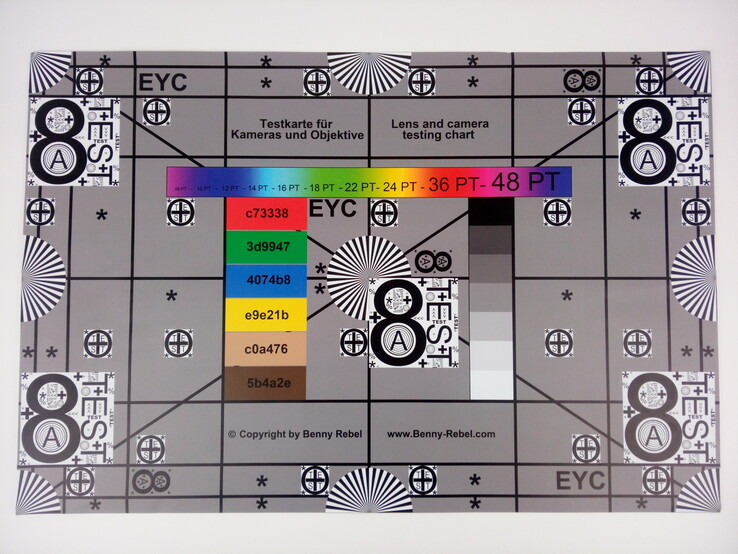 A photo of our test chart