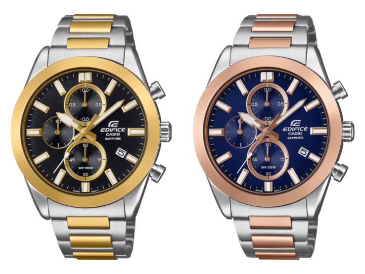 卡西欧 Edifice EFB-710SG-1AV 手表（左）和 EFB-710SG-2AV 手表（右）。(图片来源：卡西欧，经编辑）