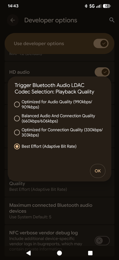 选择 LDAC 音质设置