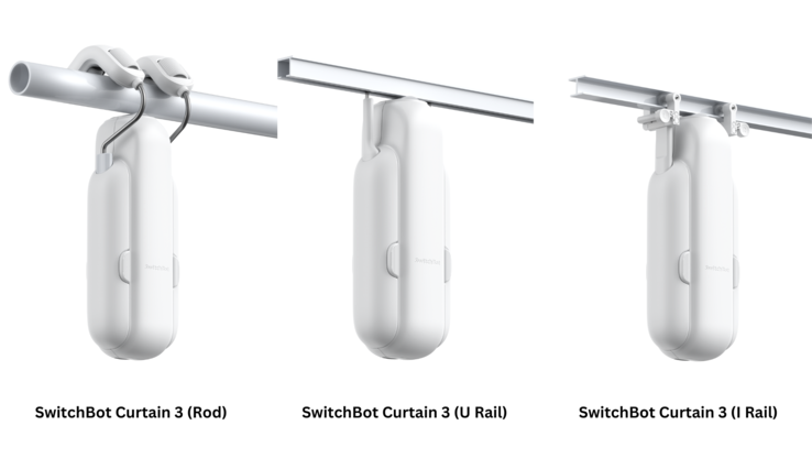 SwitchBot Curtain 3 可与 R 型、U 型和 I 型导轨兼容。(图片来源：SwitchBot）