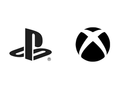 白色背景下的 PlayStation 和 Xbox 徽标（图片来源：PlayStation 和 Xbox）