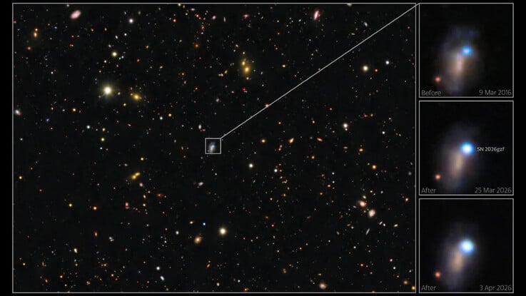 一张展示包含超新星SN 2026gzf的星系的图片。