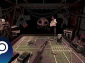 Buckshot Roulette》的截图，展示了游戏中与庄家对战的惊悚氛围。(图片来源：Steam）