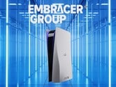 PlayStation游戏机上方的Embracer Group标志
