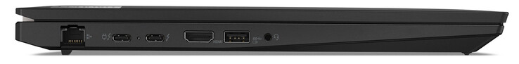 左侧千兆以太网、2 个 Thunderbolt 4、HDMI 2.1、USB A 3.2 Gen 1、3.5 毫米音频接口