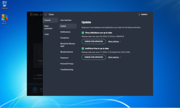 AVG 免费杀毒软件运行良好。应用程序版本窗口截图。(图片来源：Sergey Tarasov / Notebookcheck）