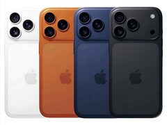 Apple iPhone 17 Pro 已泄露的颜色选择：白色、橙色、海军蓝和黑色（图片来源：非官方艺术品）