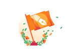 Cloudflare 的 "内容独立日 "活动宣传图片，上面展示了一面带有钢笔标志的橙色旗帜。(图片来源：Cloudflare）