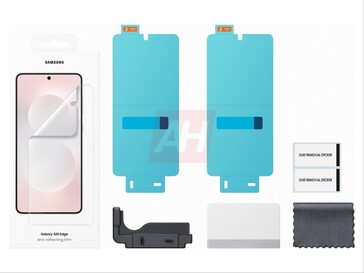 Galaxy S25 Edge 泄露图片显示防反射屏幕保护罩。(图片来源： Headlines）Android