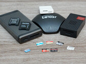测试场：两张 MicroSD Express 卡对三张 UHS 卡。索尼 Tough 因用于拍摄而省略。外面：同样是两种较新的存储卡格式，但它们都无法彰显自己的实力。(图片来源：Andreas Sebayang/N.P：Andreas Sebayang/N