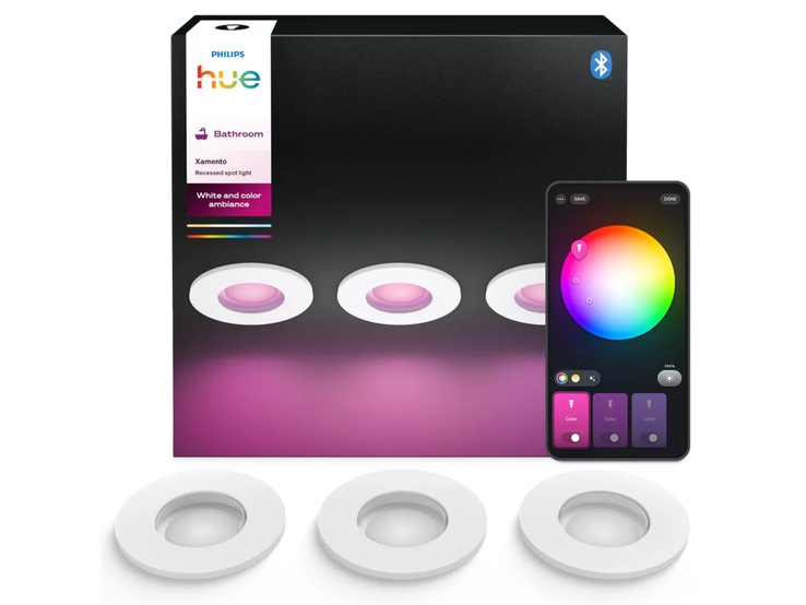 新款白色飞利浦 Hue Xamento 聚光灯。(图片来源：飞利浦 Hue）