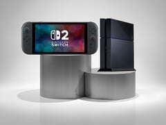 Switch 2 和 PS4 游戏机并排展示（图片来源：任天堂美国公司、索尼 PlayStation）