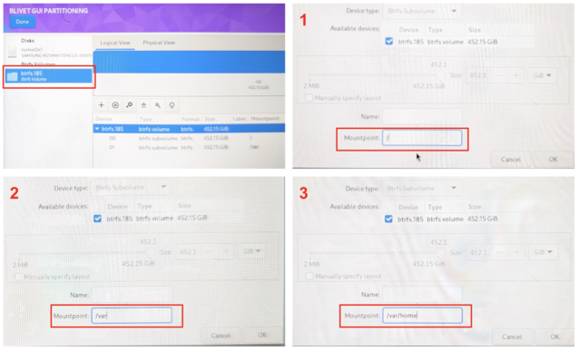 就像之前一样，再创建 3 个 btrfs 子卷--再次确保完全正确。(图片来源：Notebookcheck）
