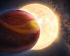 一幅经过编辑的艺术插图,描绘了一颗恒星和一颗行星。